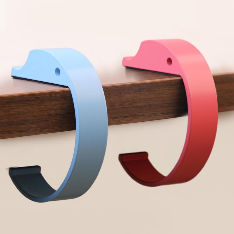 KIBBEH 2PCS Purse Hook for Table Purse Hanger for Desk Portable Desk Bag Hook Non-slip Purse Holder for Table High-Strength Alloy Material for Durability Hangers for Table for Heavy Loads( Blue and Pink ) - Image 1